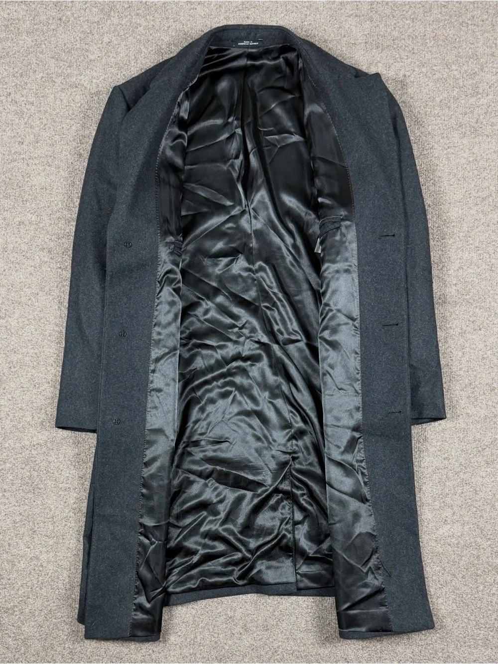 London Fog Grey Wool Blend Single Breasted Long Overcoat Mens 48 XXL Winter Coat